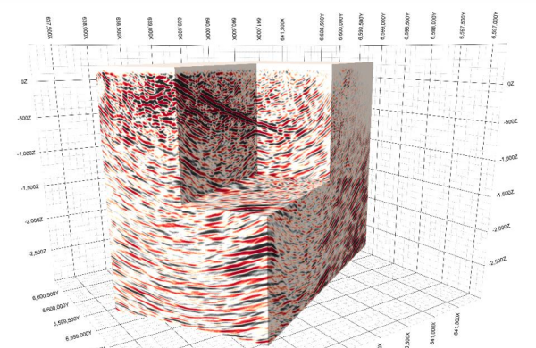 Orthogonal view of the Mawson 3D seismic cube